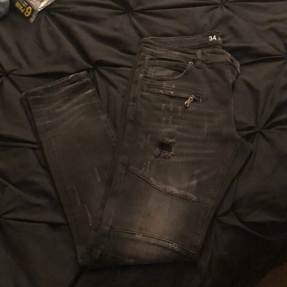 Crysp Denim Black Skinny Jeans 34w 32inseam